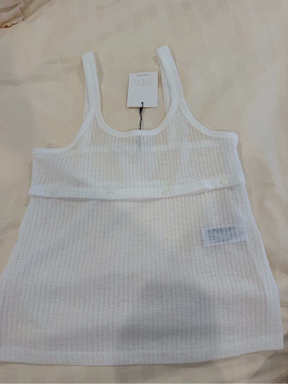 Zara White Sheer Knit Tank Top